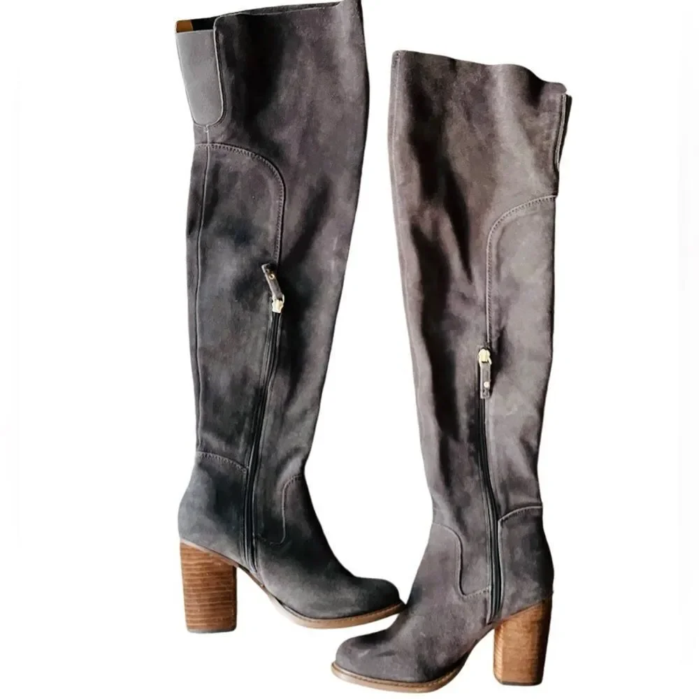 Kelsi Dagger Logan Graphite Suede Over The Knee Boot size 7.